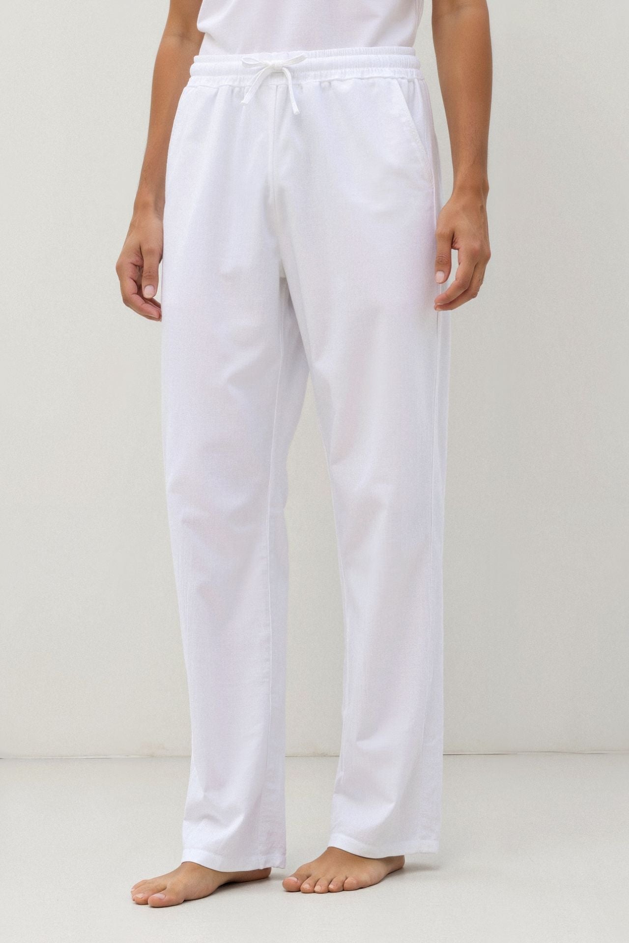 LEBARON Cotton & Linen Blend Drawstring Pants