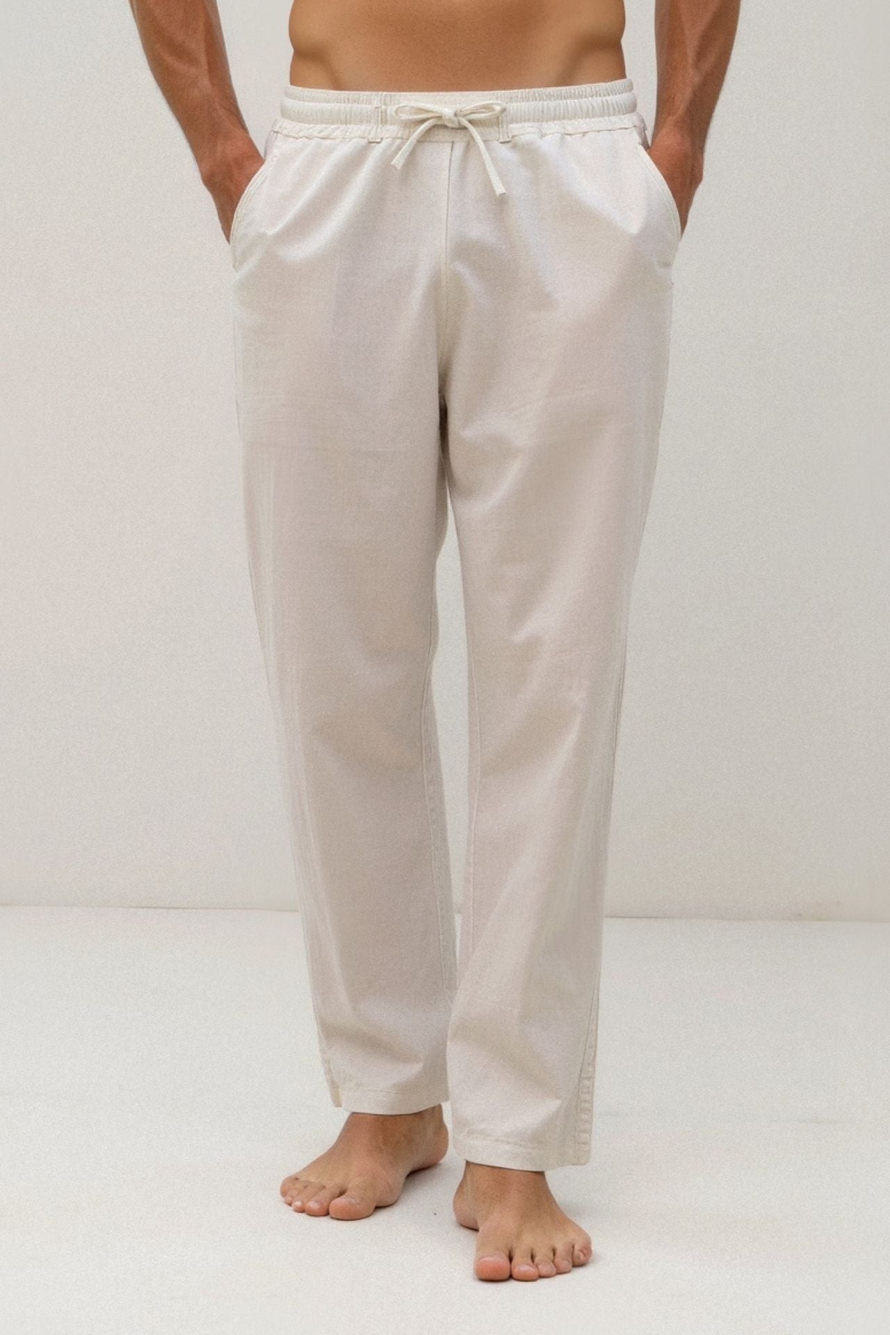 LEBARON Cotton & Linen Blend Drawstring Pants