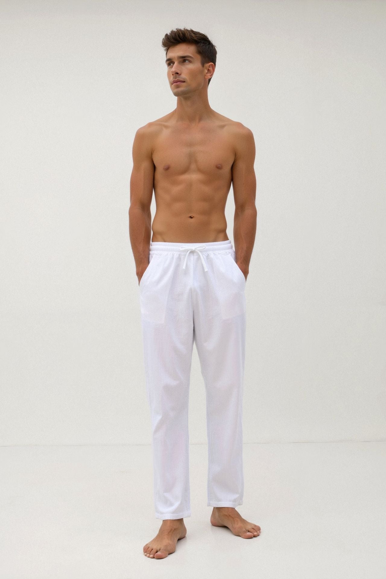LEBARON Cotton & Linen Blend Drawstring Pants