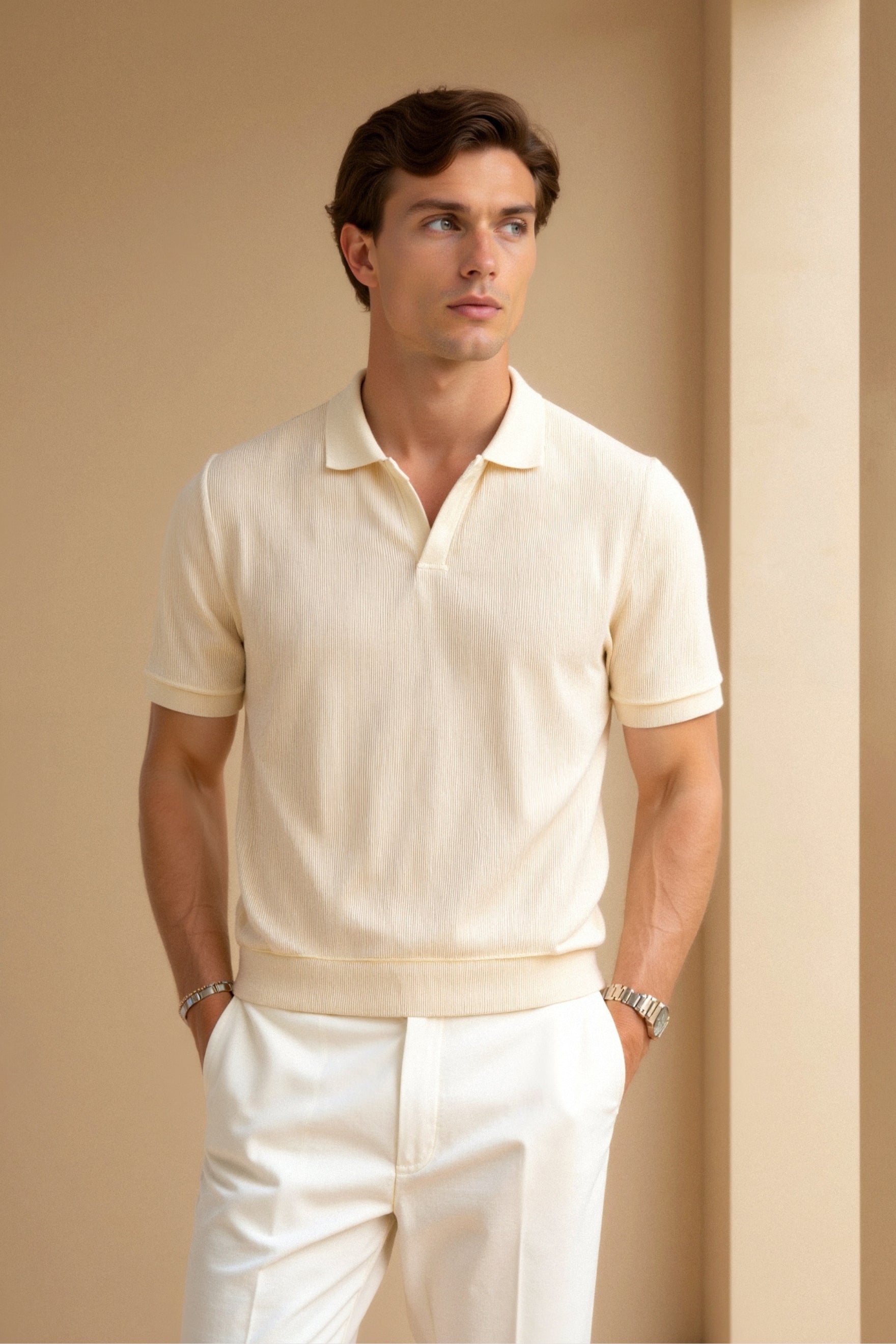 LEBARON Woolen Structure Polo T-Shirt